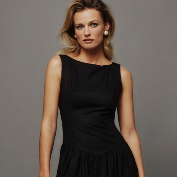 ANTHROPOLOGIE REFORMATION ELVIRA OPEN BACK MIDI DRESS BLACK ORGANIC COTTON 6 NWT - Picture 9 of 13